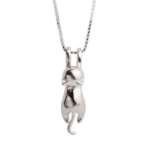 Elegant Silver Cat Pendant Necklace